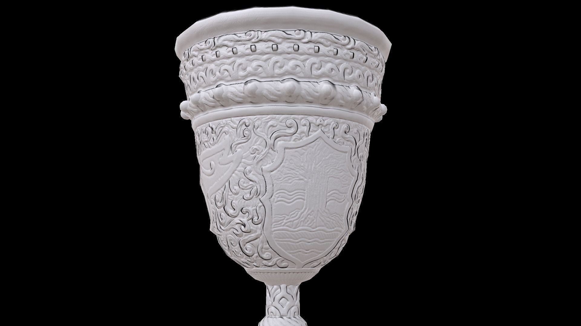 The Old Goblet with lion design and red stones Low-poly 3D model_27