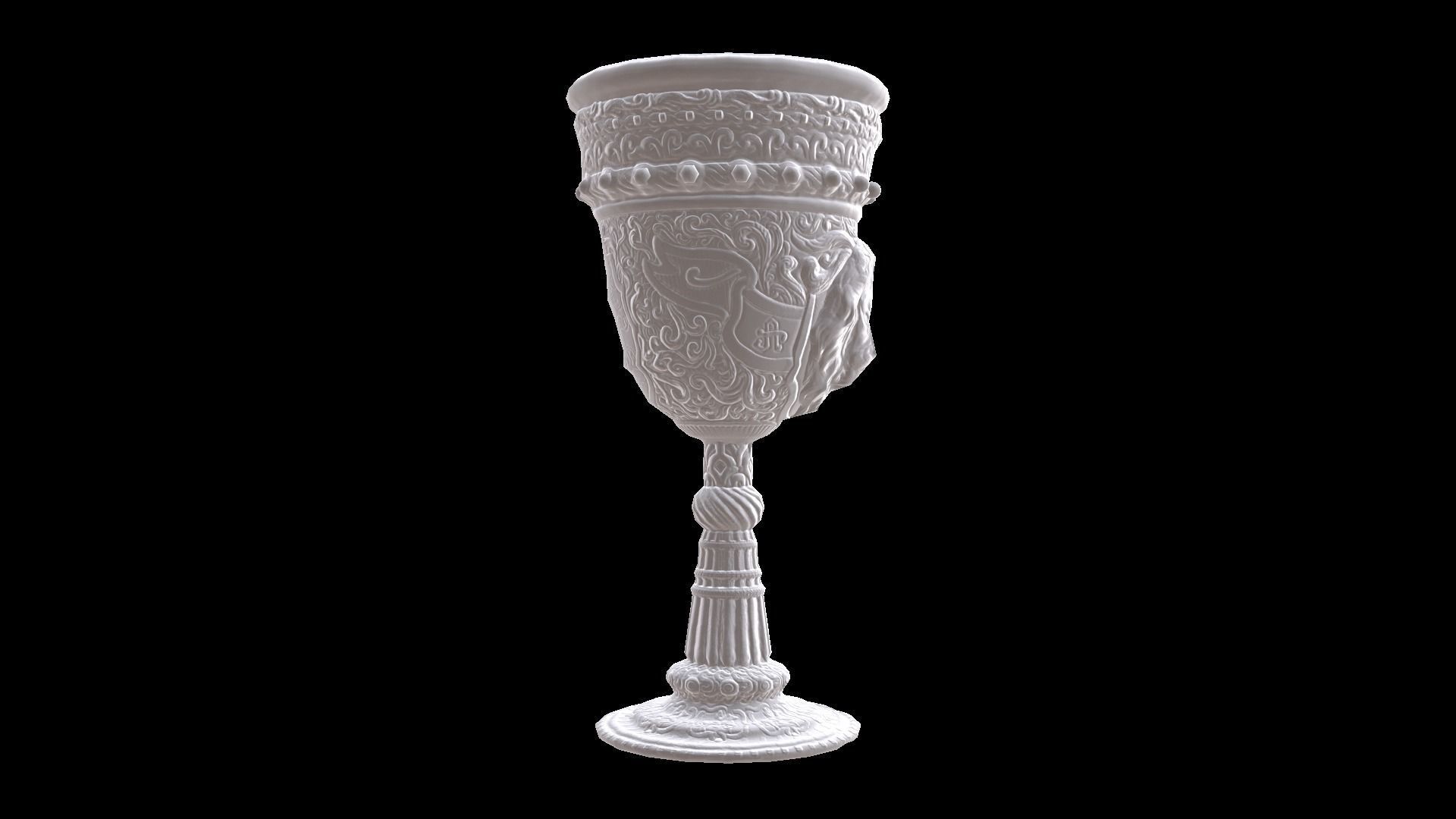The Old Goblet with lion design and red stones Low-poly 3D model_30