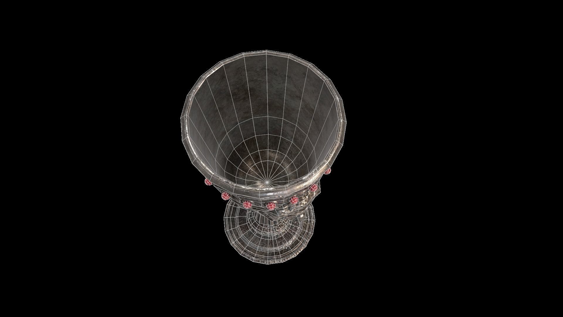 The Old Goblet with lion design and red stones Low-poly 3D model_19