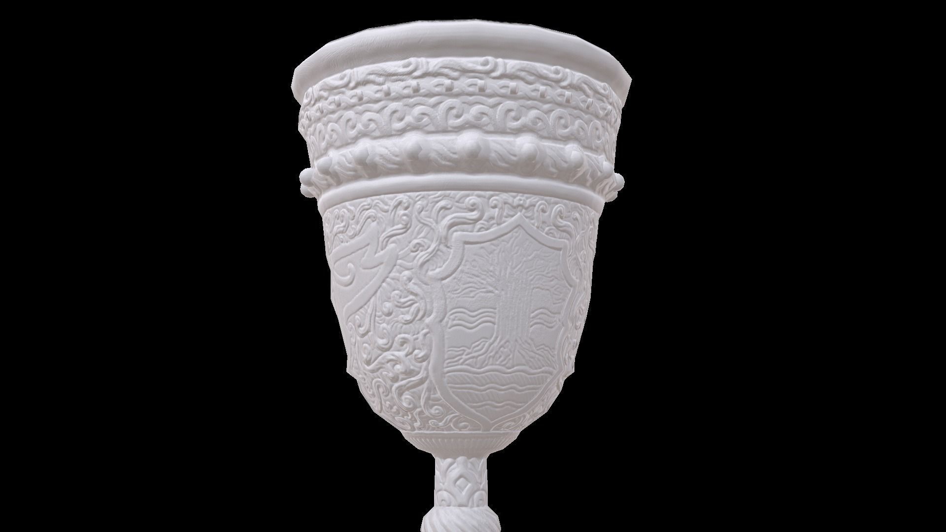 The Old Goblet with lion design and red stones Low-poly 3D model_28