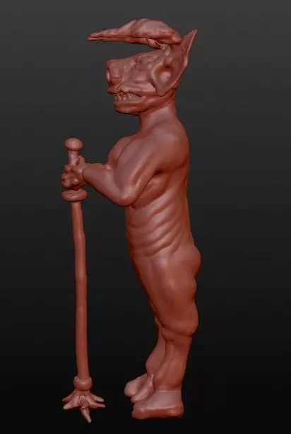 Minotaur figurine of man holding sword 3D model_0