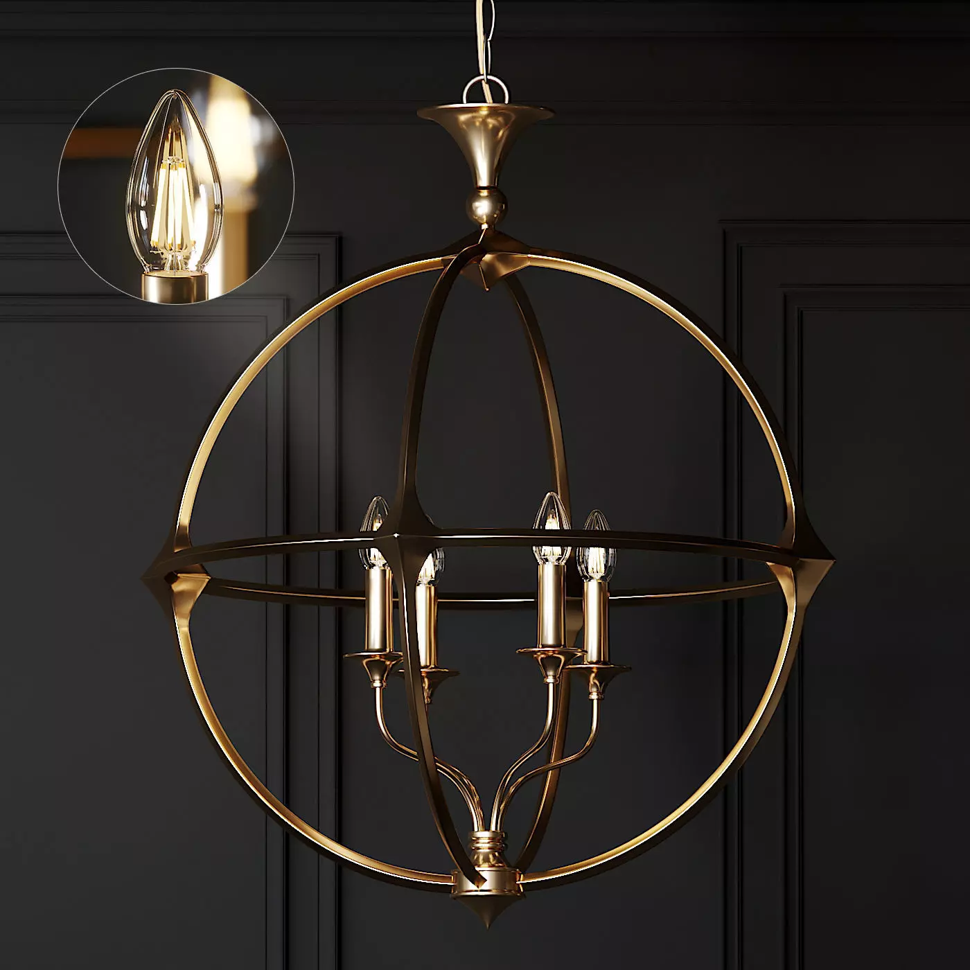 Casa Florentina Lando Orb 4-Light Chandelier 3D model_0