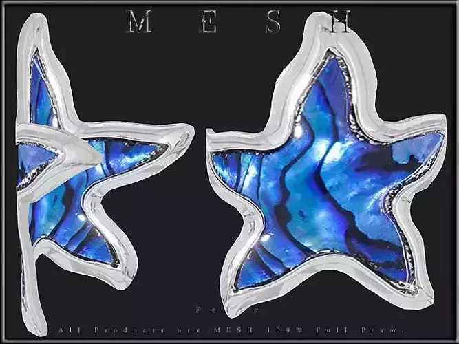 Paua shell Jewelry - Curved Low-poly 3D model