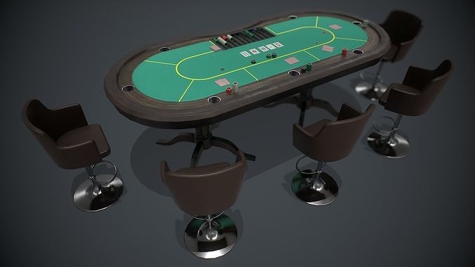 Poker table PBR Low-poly 3D model