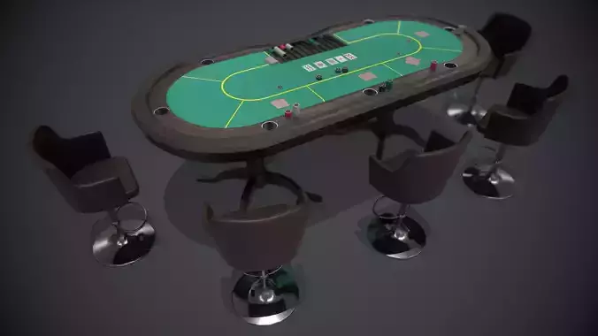 Poker table PBR Low-poly 3D model