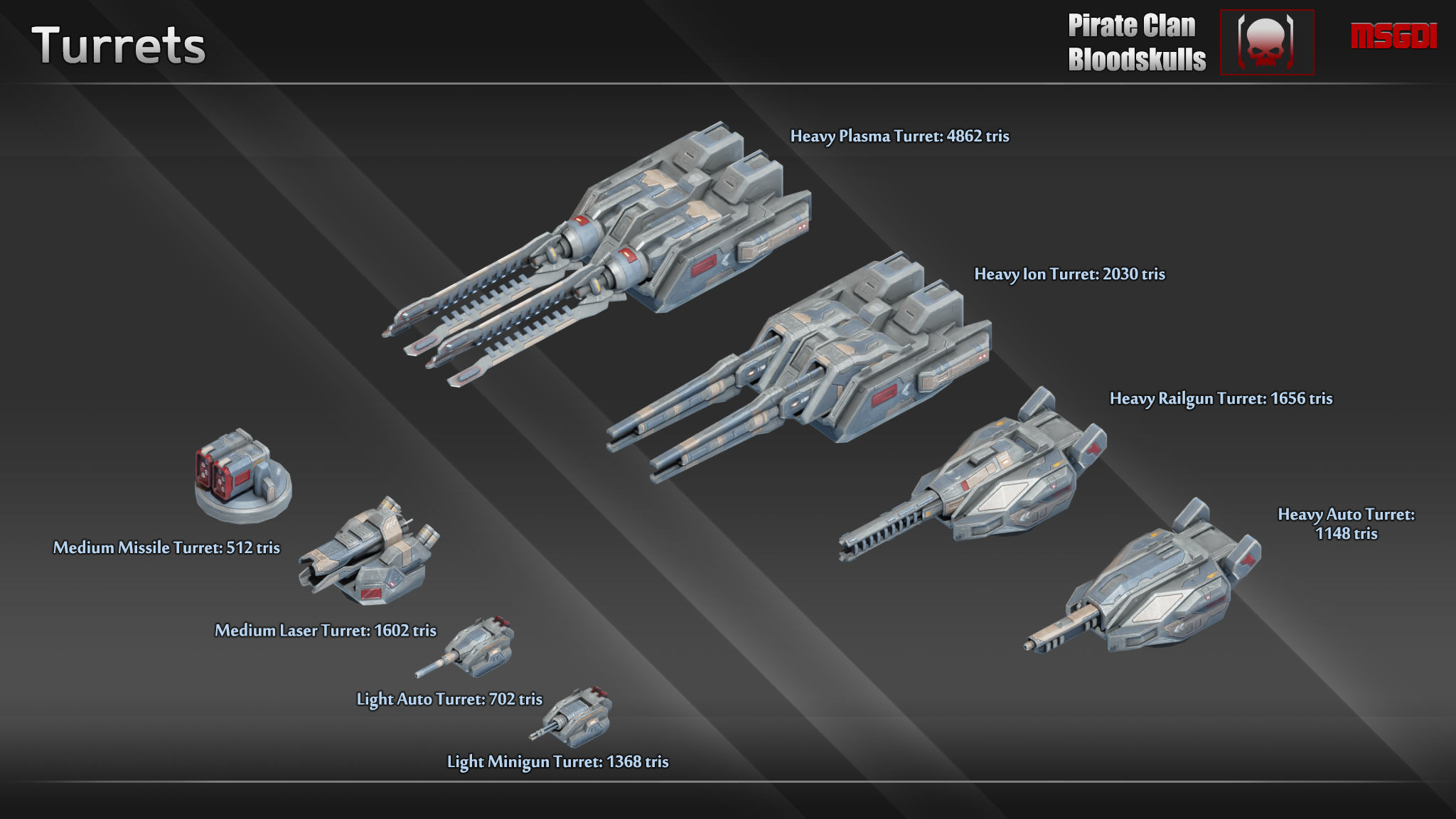 Spaceship Gunslinger Destroyer Low-poly 3D model_1