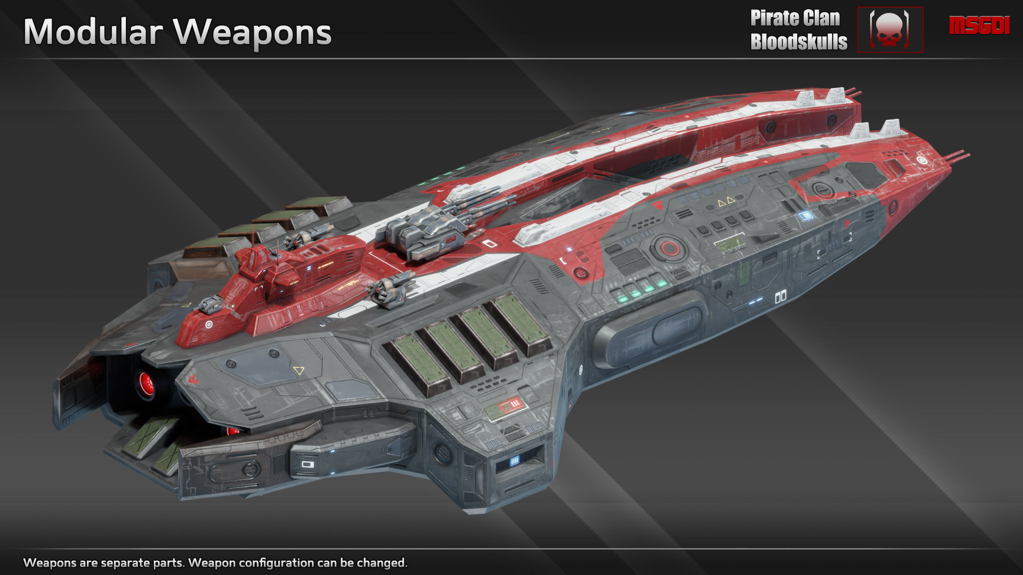 Spaceship Gunslinger Destroyer Low-poly 3D model_4