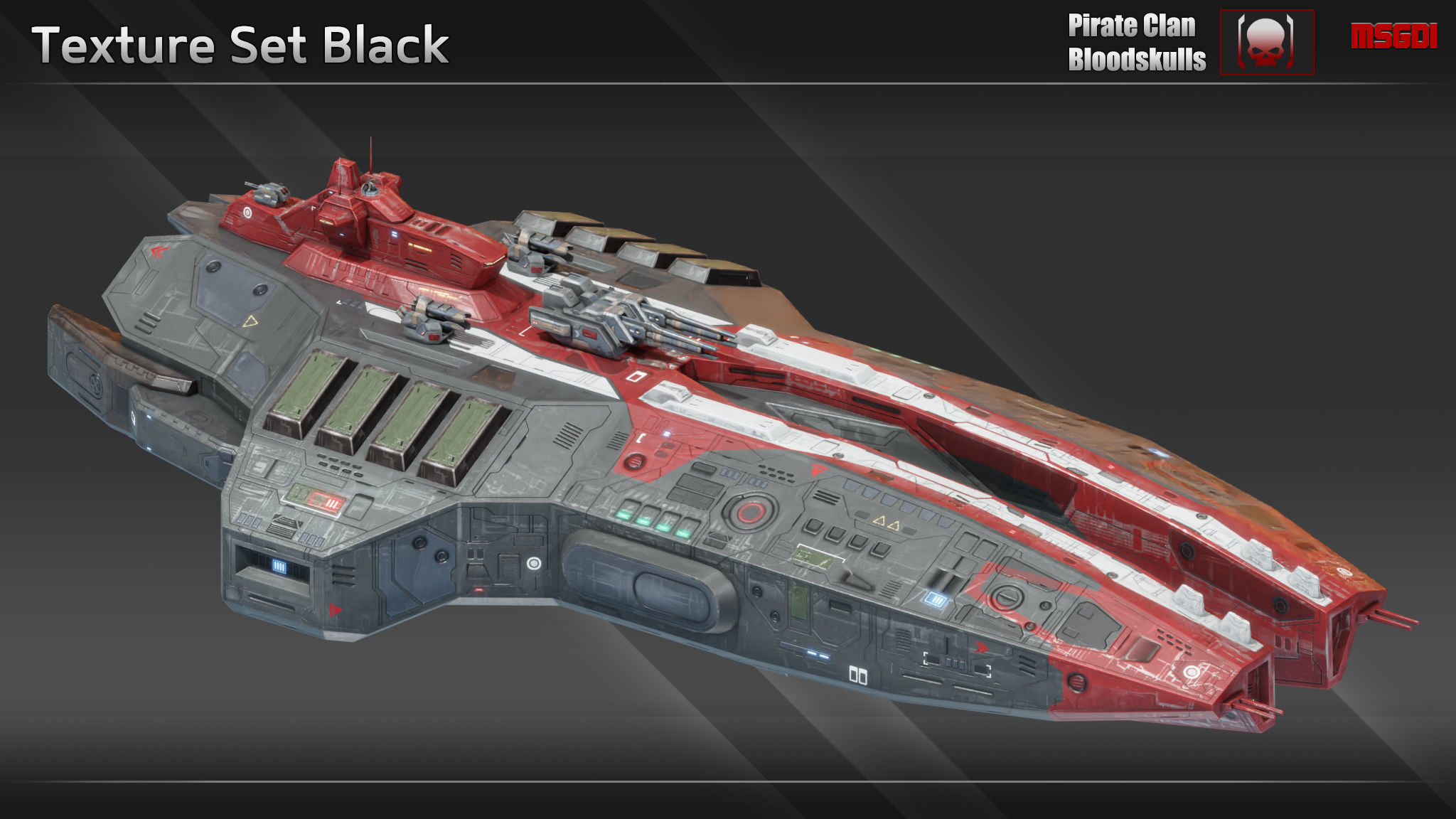 Spaceship Gunslinger Destroyer Low-poly 3D model_6