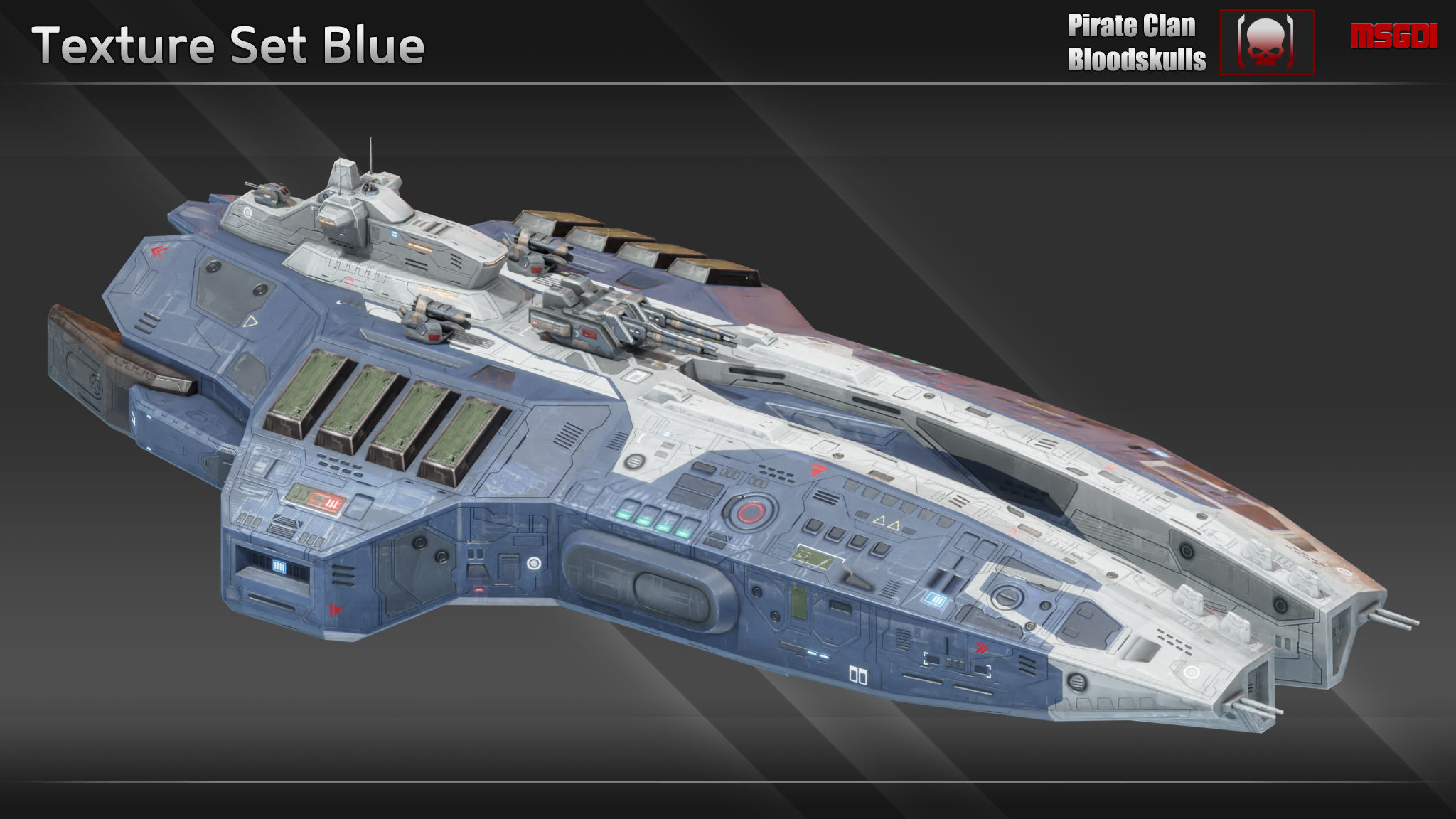 Spaceship Gunslinger Destroyer Low-poly 3D model_7