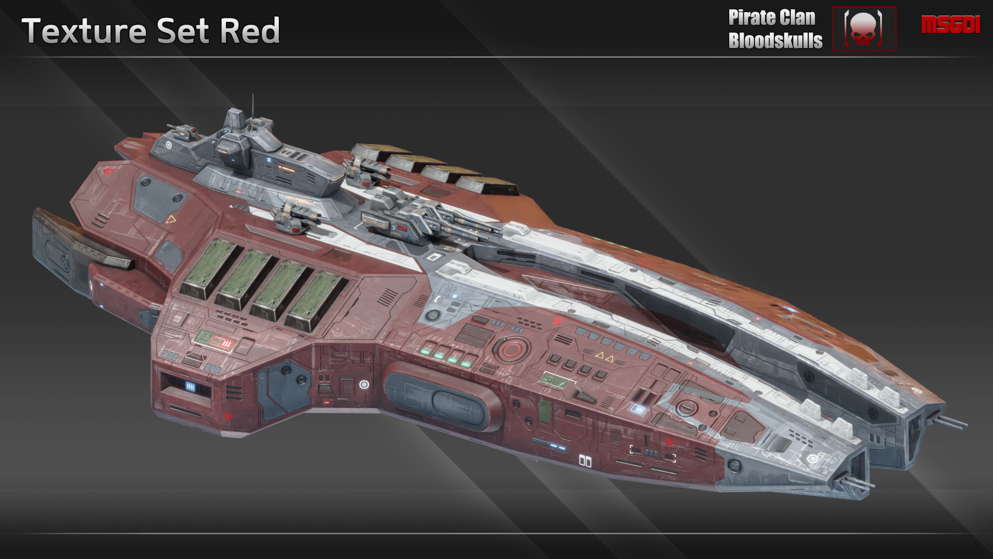 Spaceship Gunslinger Destroyer Low-poly 3D model_9