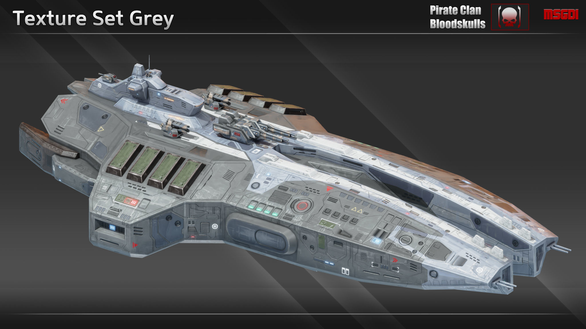 Spaceship Gunslinger Destroyer Low-poly 3D model_8