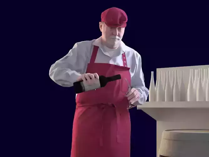 Bernd 10152 - Standing Winegrower Low-poly 3D model