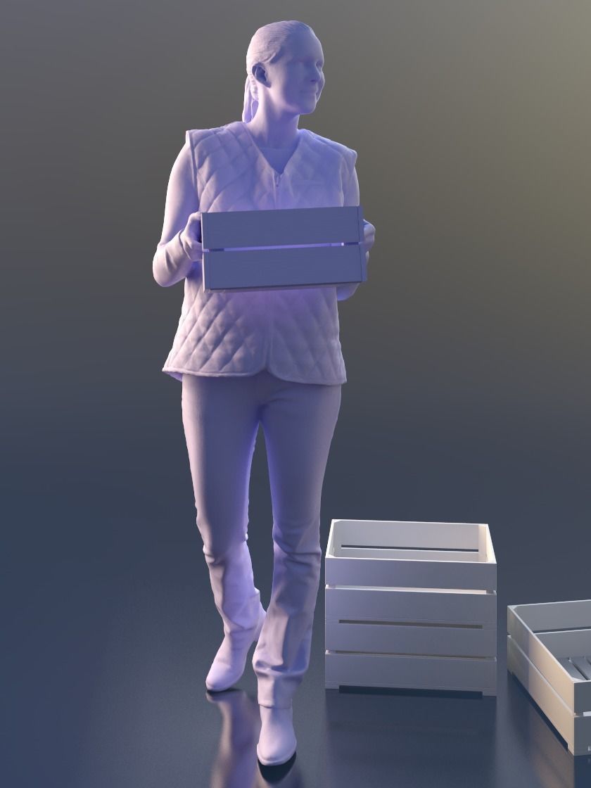 Anna 10139 - Walking Warehouse Woman Low-poly 3D model_3