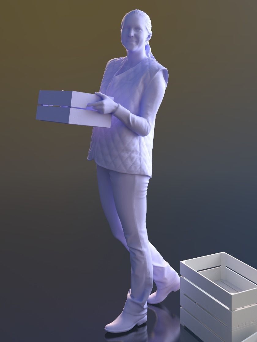 Anna 10139 - Walking Warehouse Woman Low-poly 3D model_4