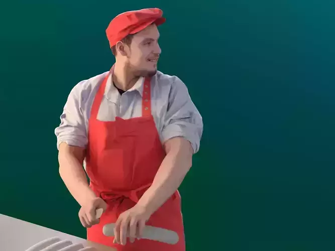 Sevin 10136 - Standing Butcher Low-poly 3D model