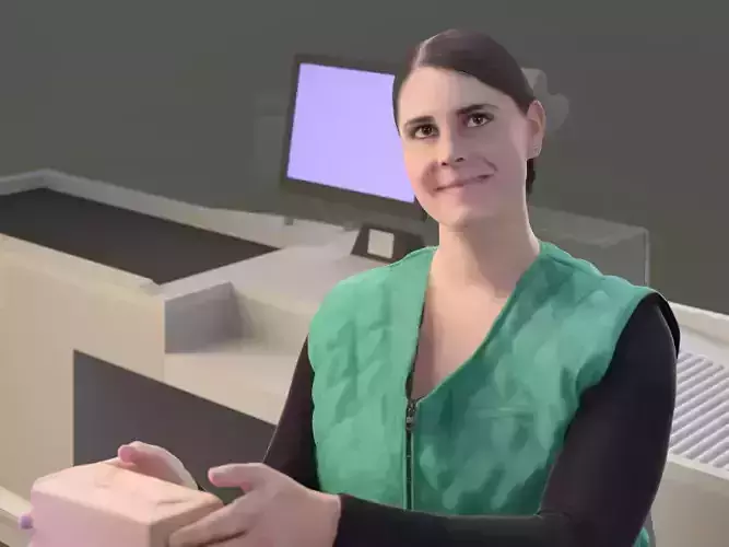 Martha 10133 - Sitting Supermarket Cashier Low-poly 3D model
