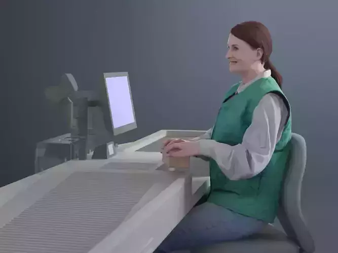 Samantha 10127 - Sitting Cashier Low-poly 3D model