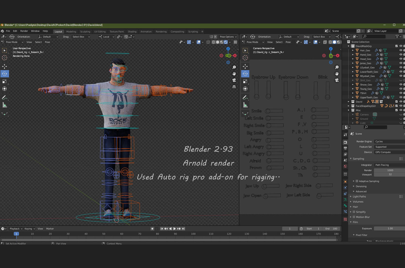 David Cartoon character Rig 3D model_38