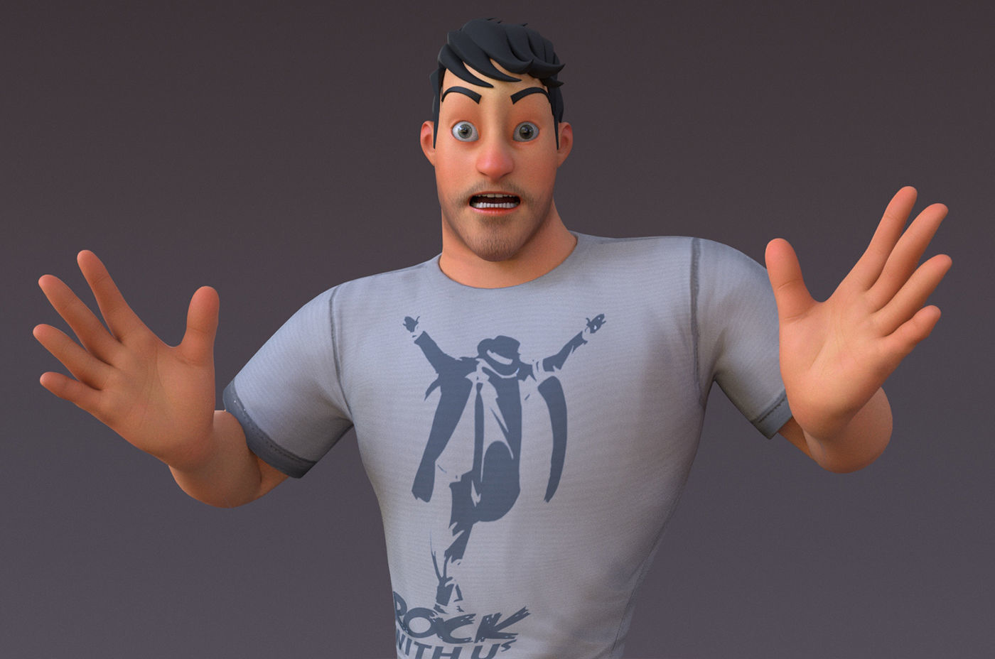 David Cartoon character Rig 3D model_6