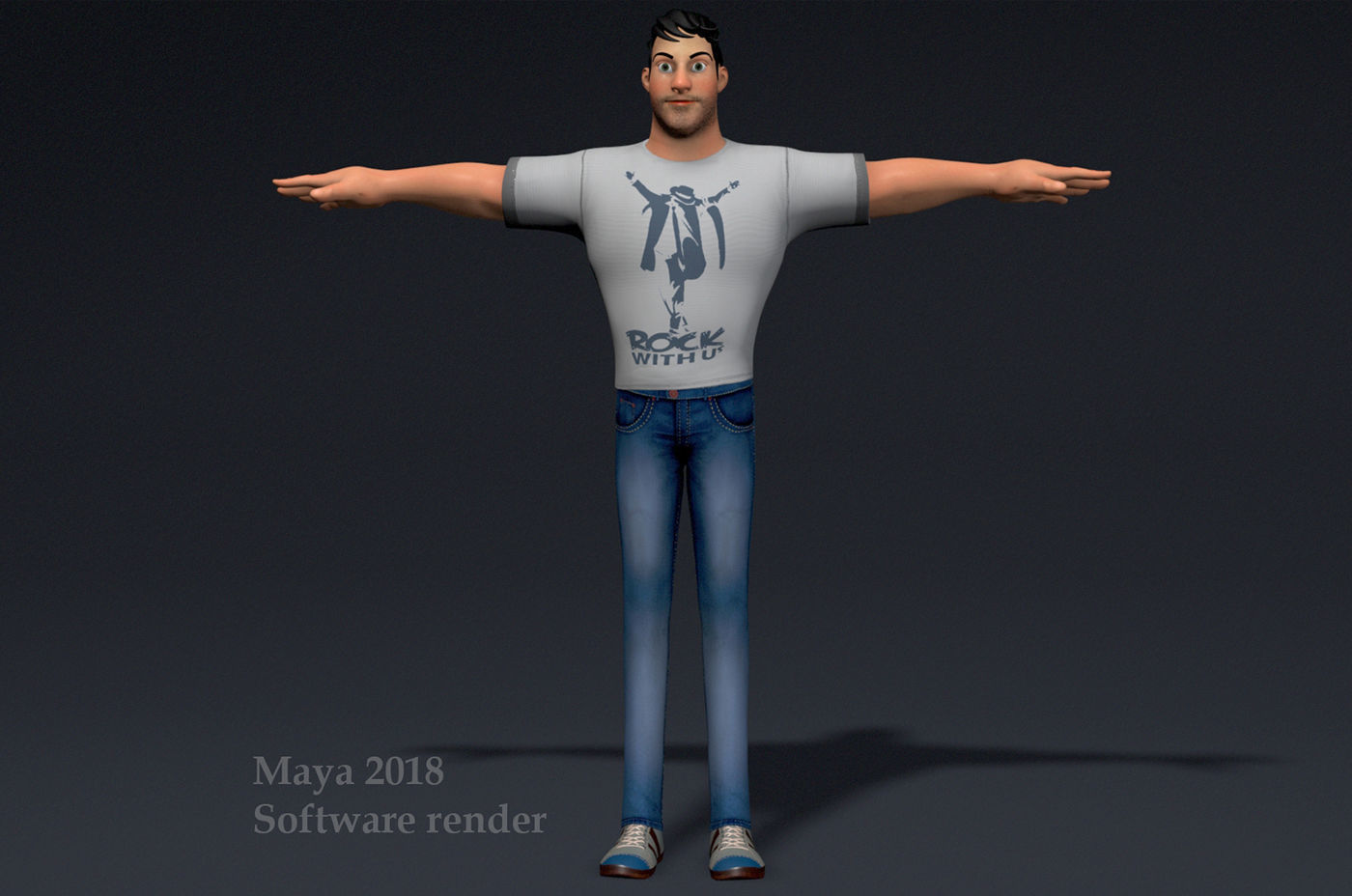 David Cartoon character Rig 3D model_12
