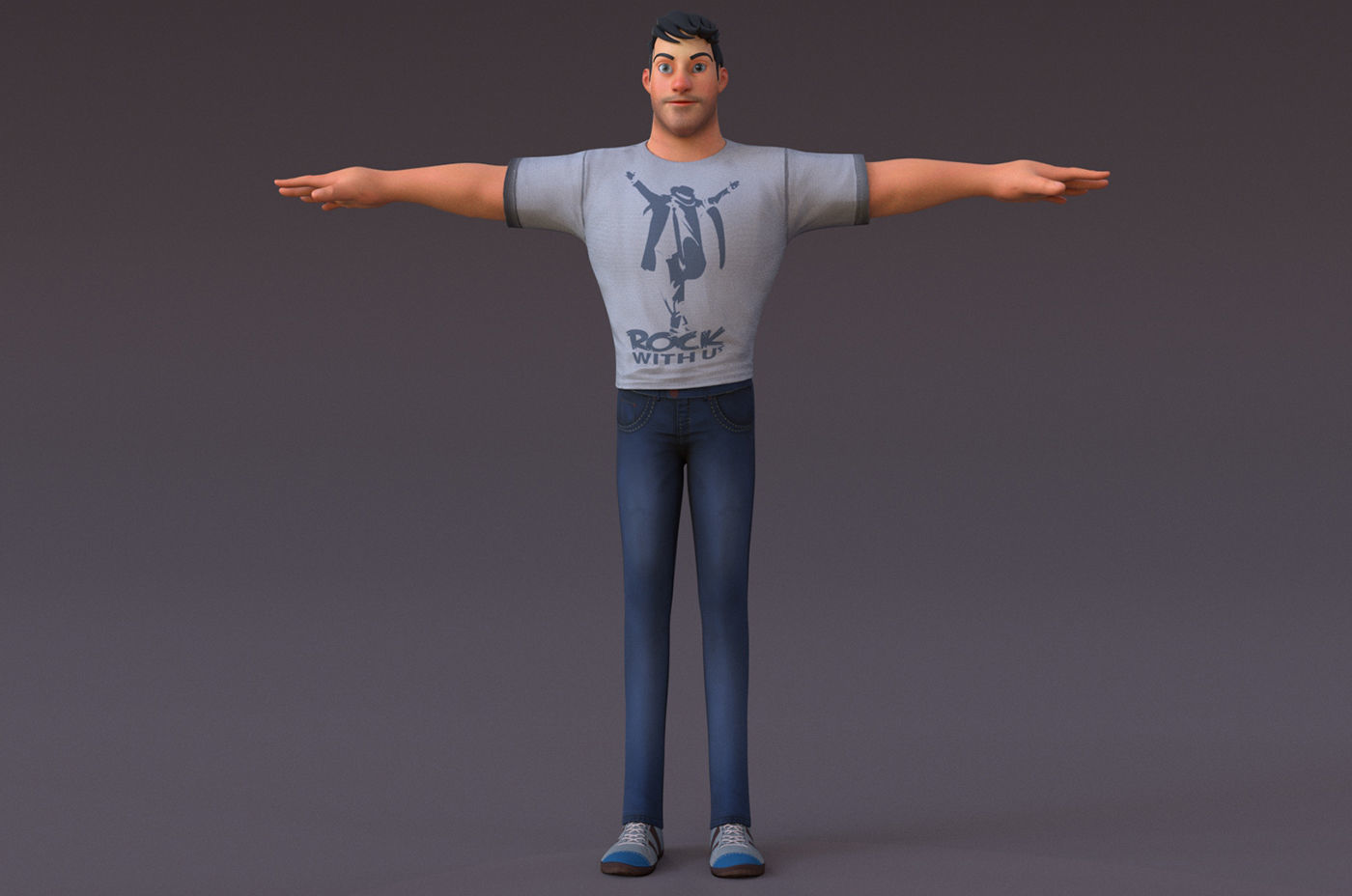 David Cartoon character Rig 3D model_7