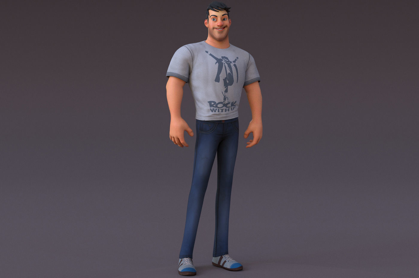 David Cartoon character Rig 3D model_3