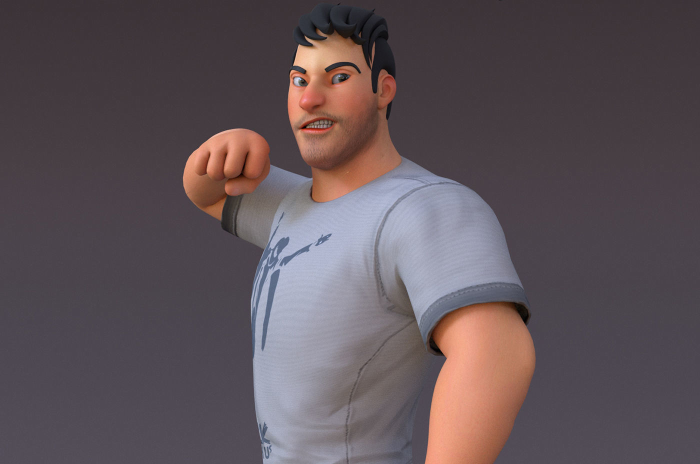 David Cartoon character Rig 3D model_5