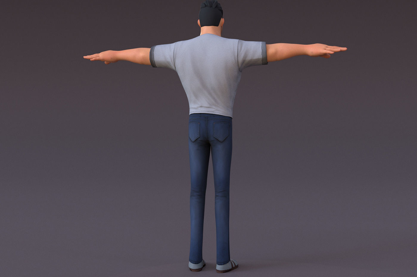 David Cartoon character Rig 3D model_9