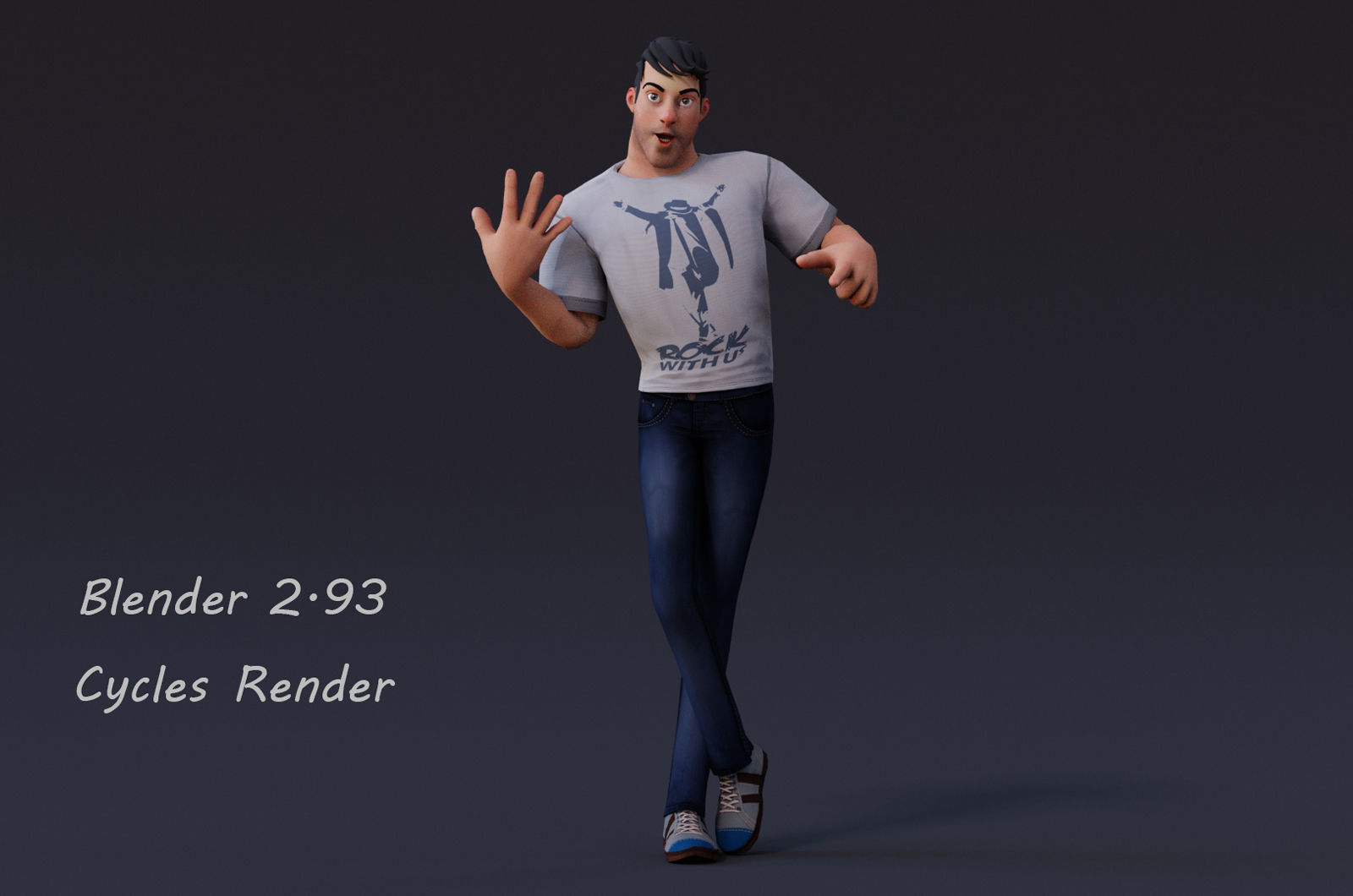 David Cartoon character Rig 3D model_16