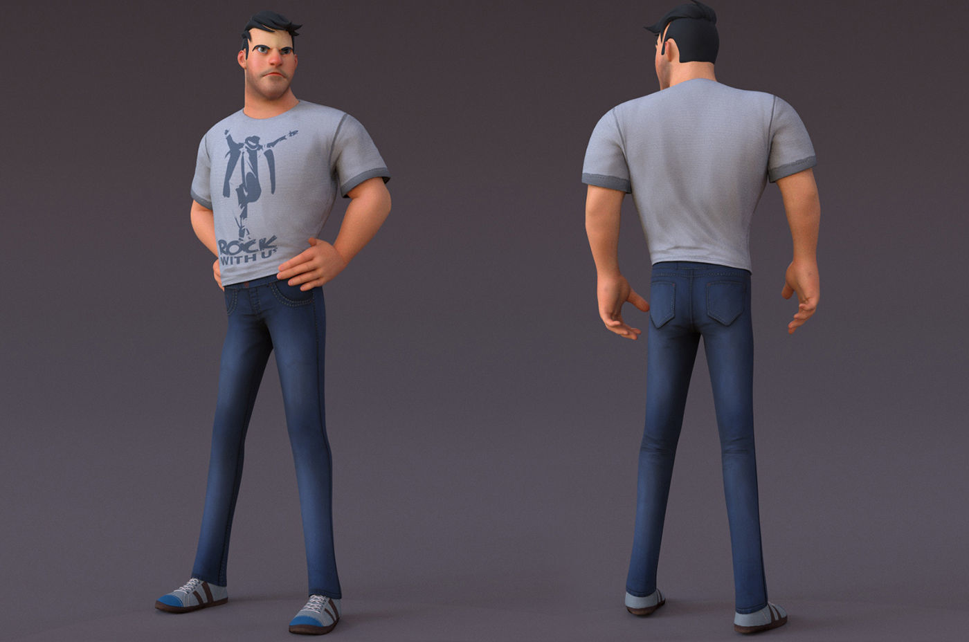 David Cartoon character Rig 3D model_4