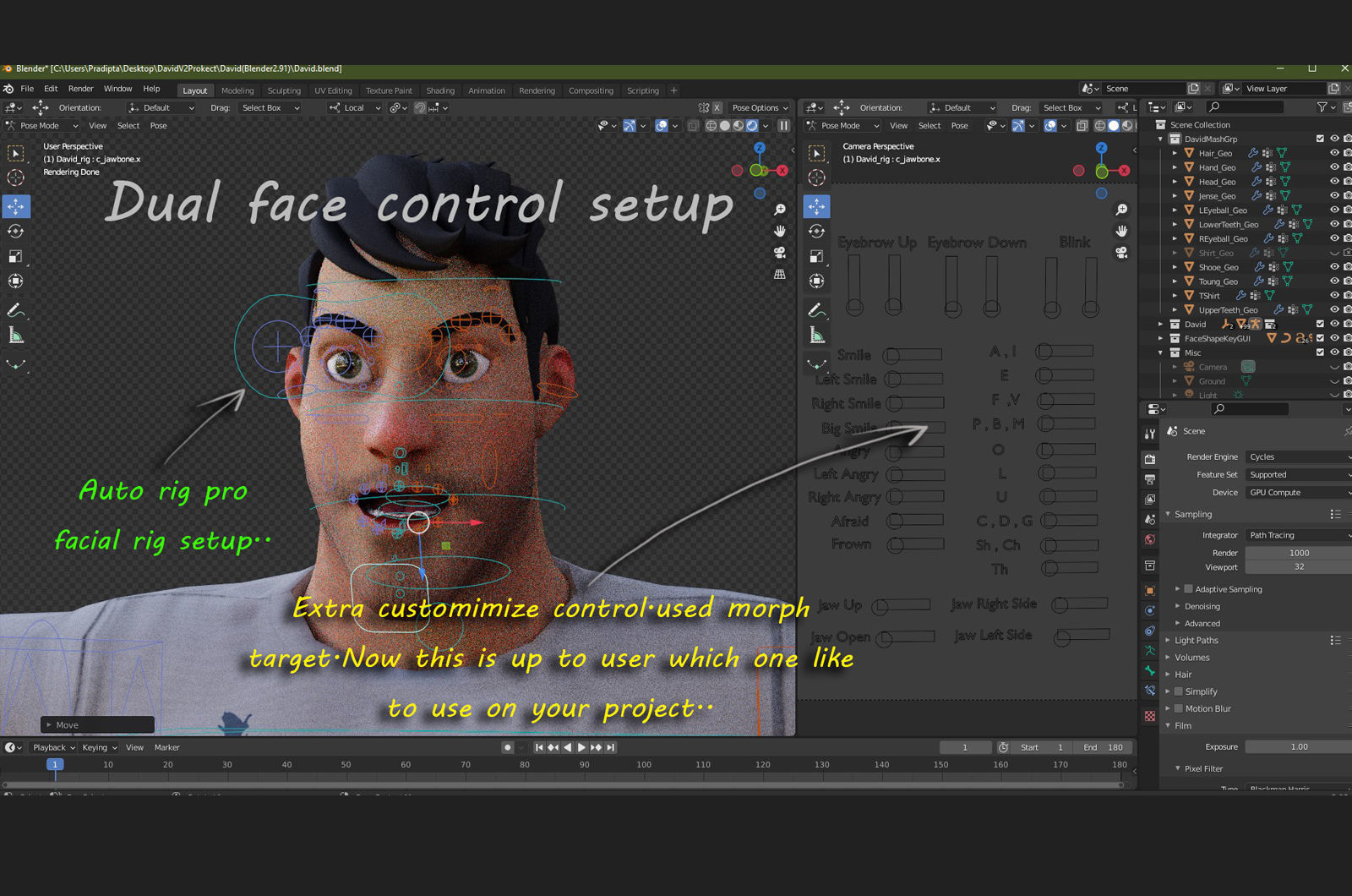 David Cartoon character Rig 3D model_39