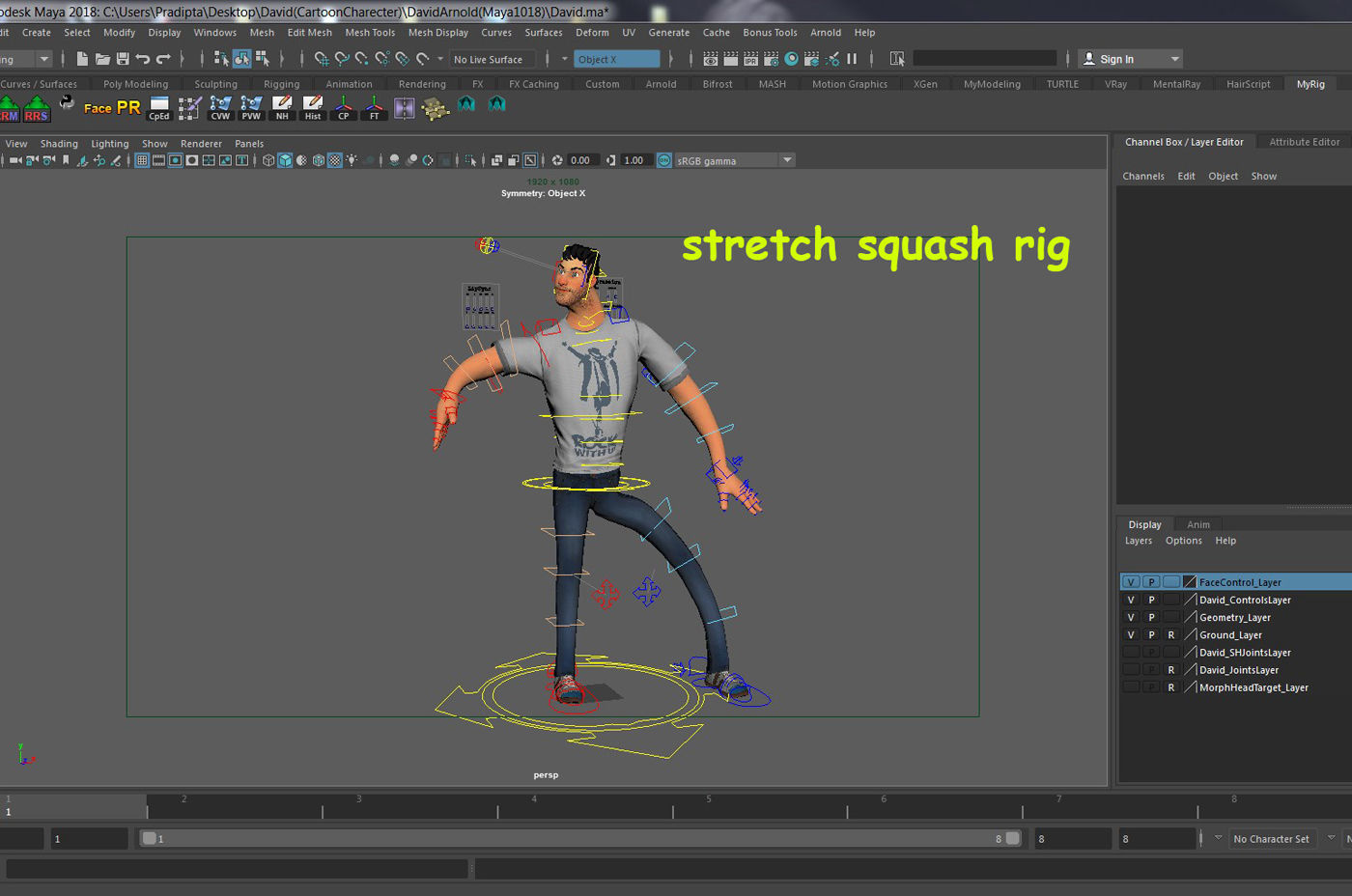 David Cartoon character Rig 3D model_36