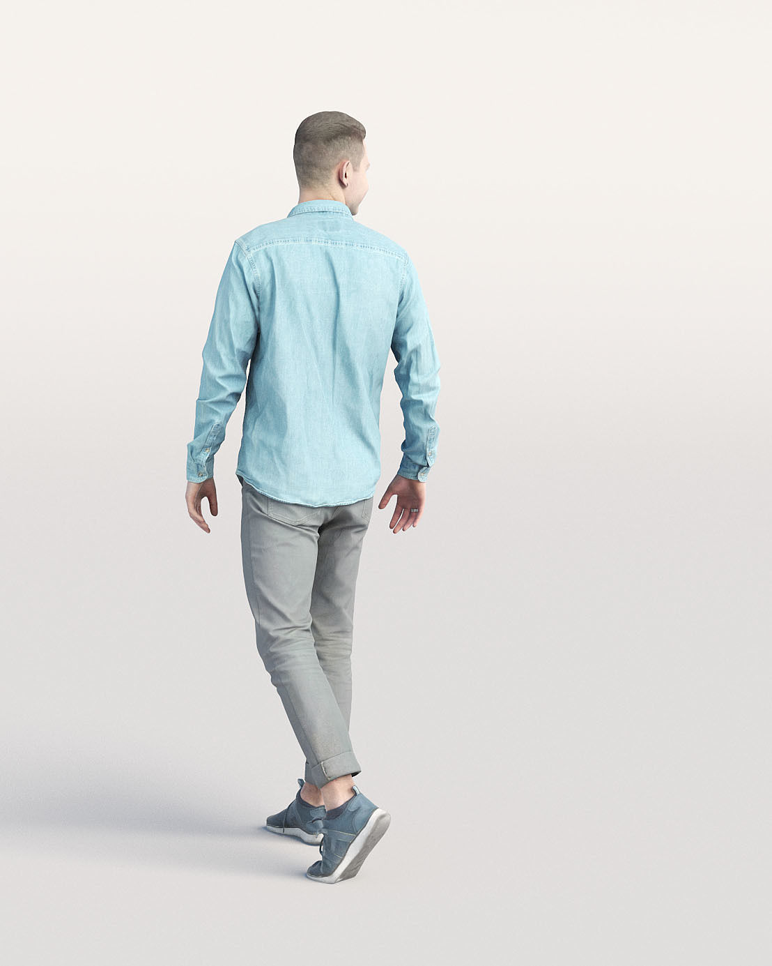 Humano Casual man walking and looking 0202 3D model_2