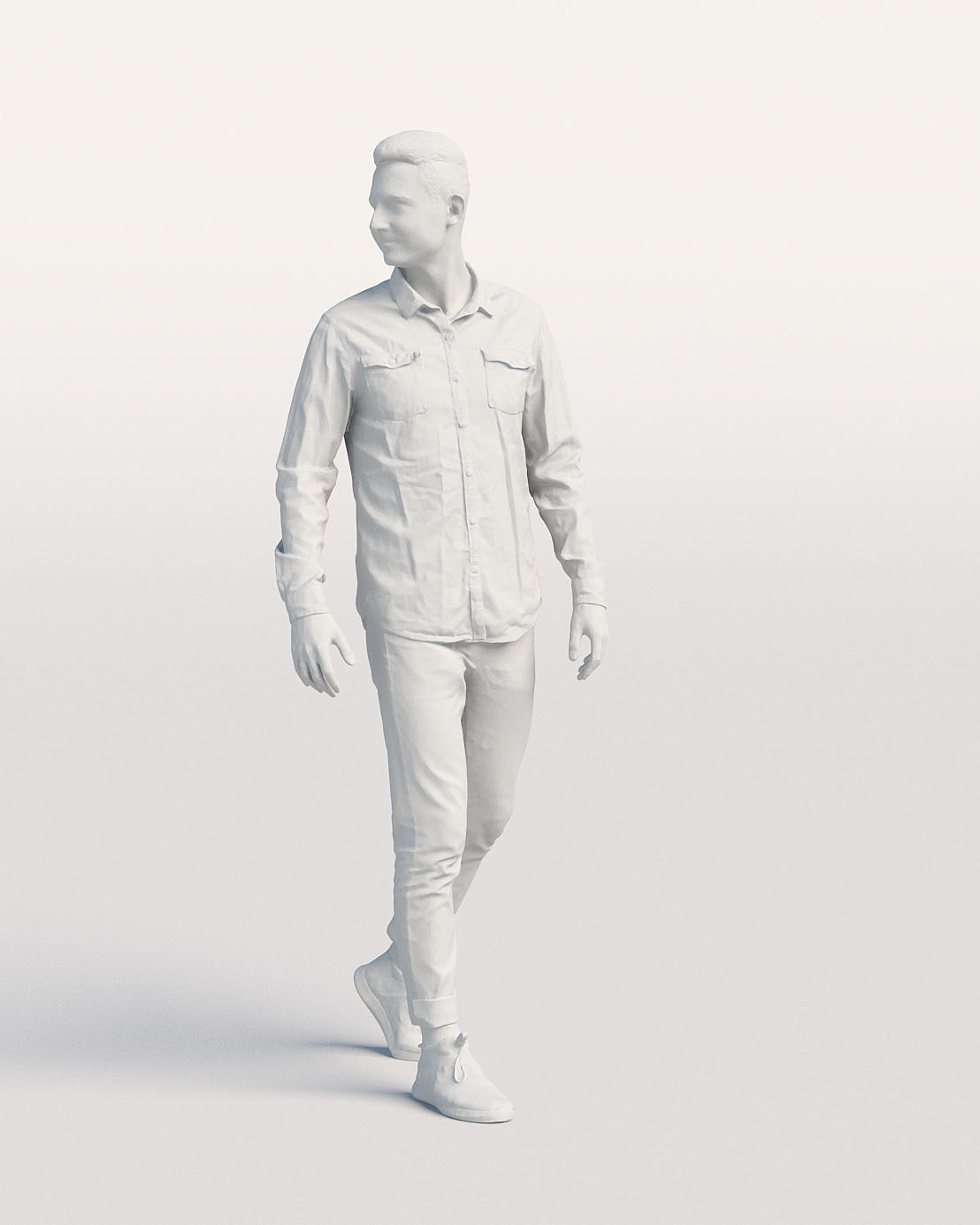 Humano Casual man walking and looking 0202 3D model_3