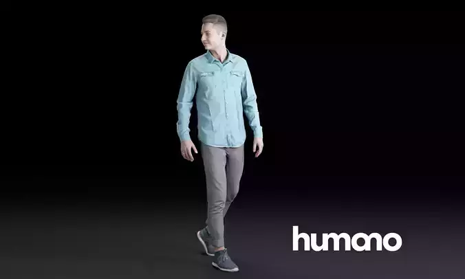 Humano Casual man walking and looking 0202 3D model