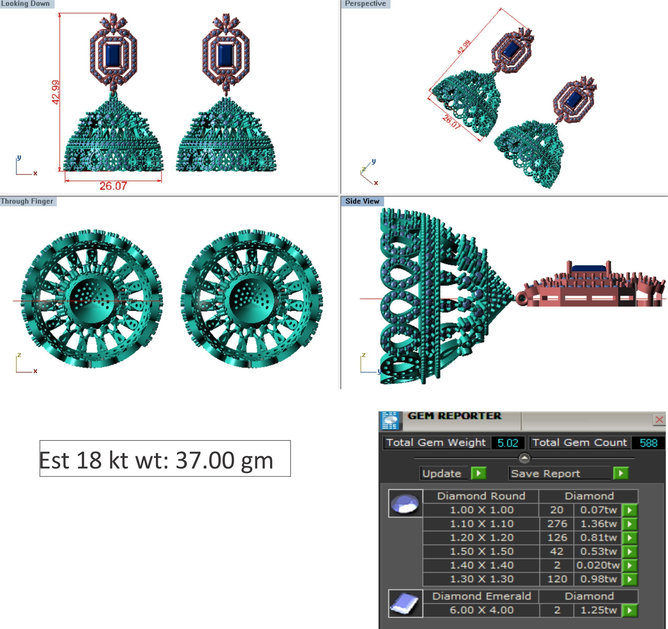 48  Earrings Drops Jumkis 3dm render details 3D print model 3D print model_41