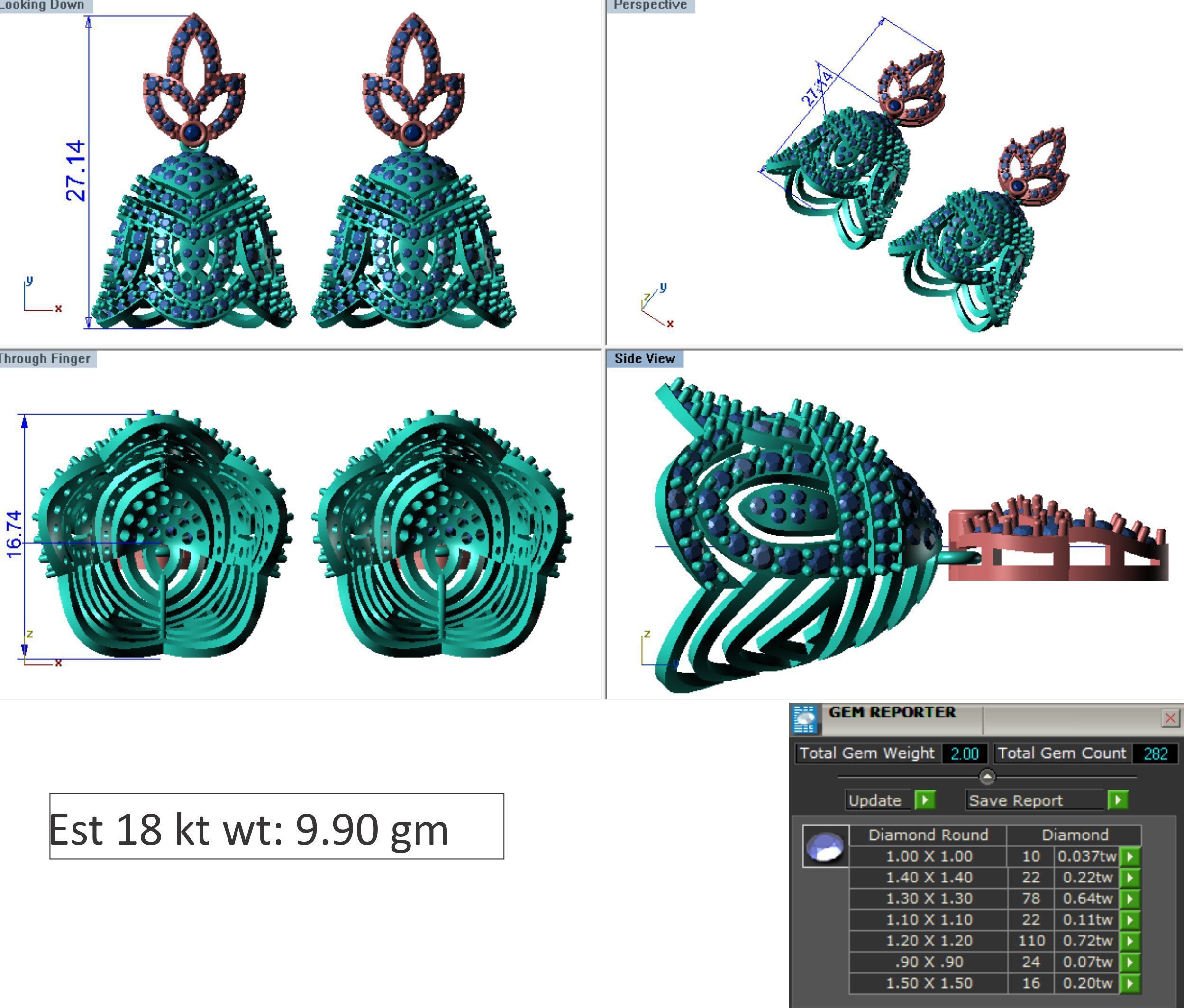 48  Earrings Drops Jumkis 3dm render details 3D print model 3D print model_32