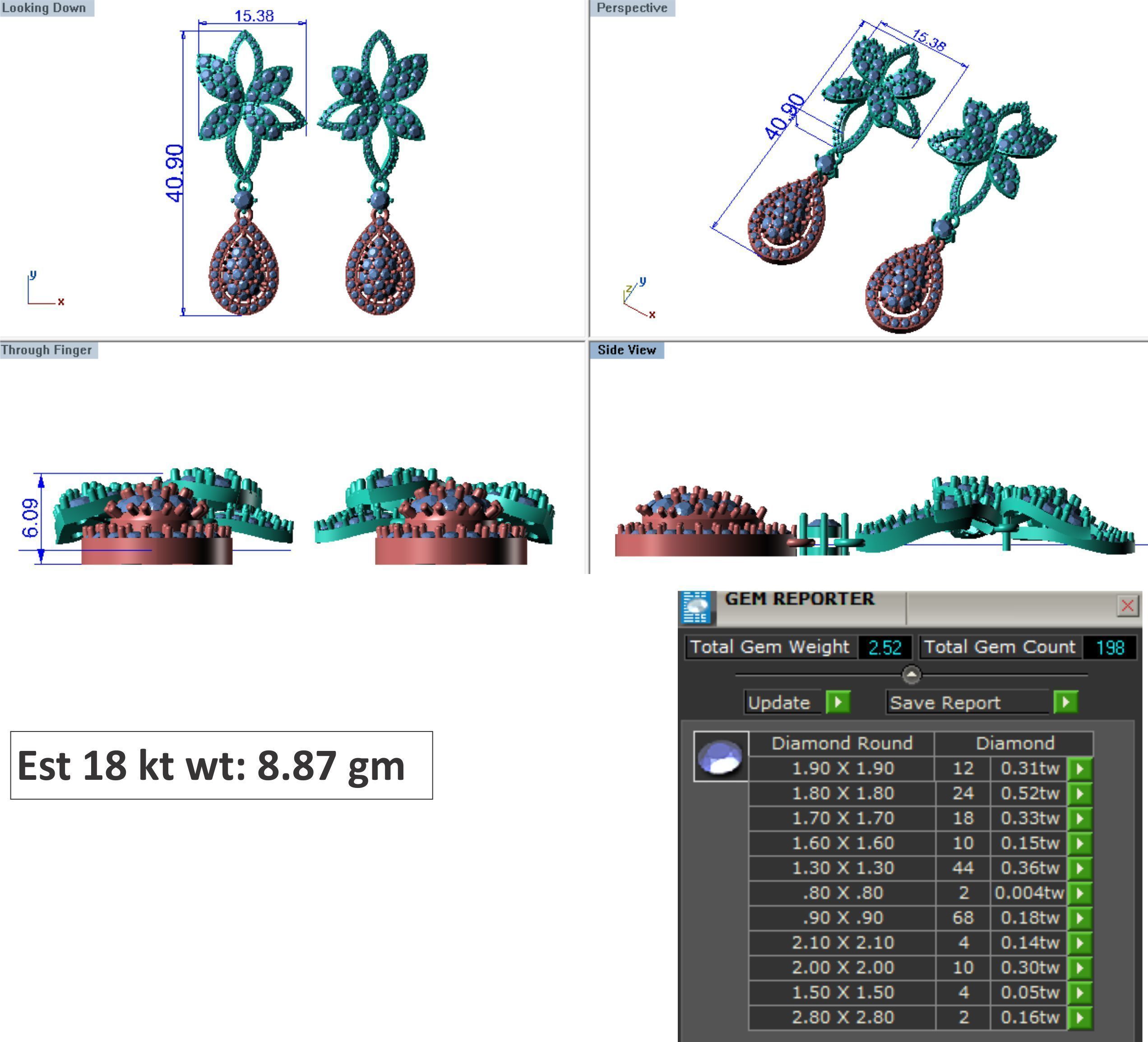 48  Earrings Drops Jumkis 3dm render details 3D print model 3D print model_10