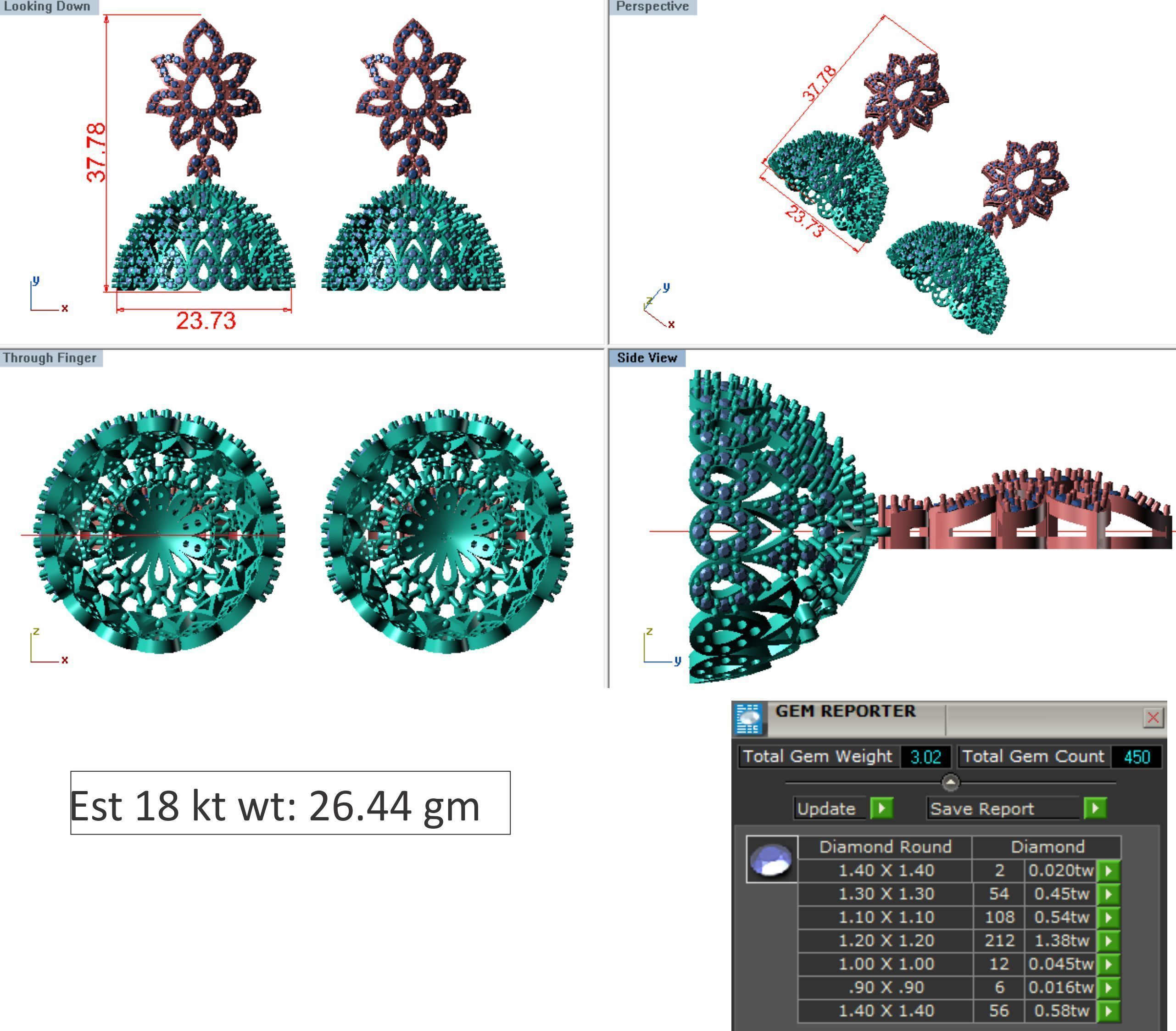 48  Earrings Drops Jumkis 3dm render details 3D print model 3D print model_40
