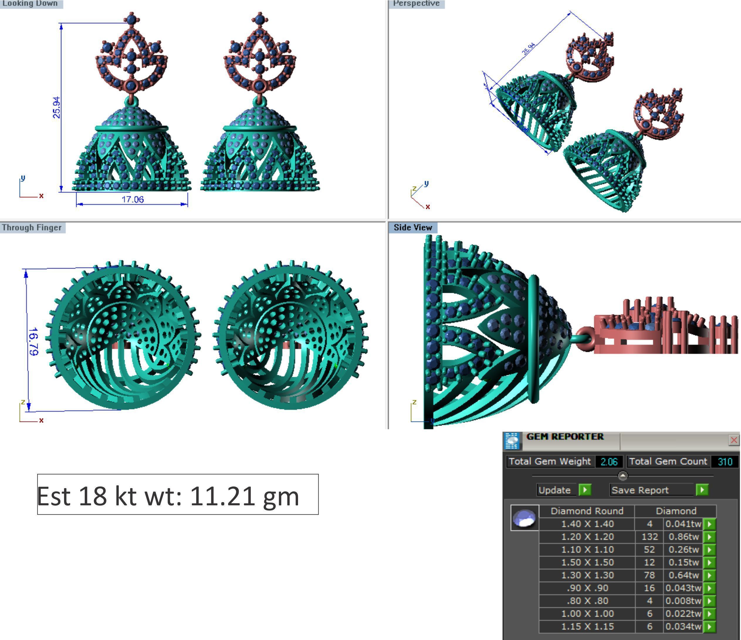 48  Earrings Drops Jumkis 3dm render details 3D print model 3D print model_31