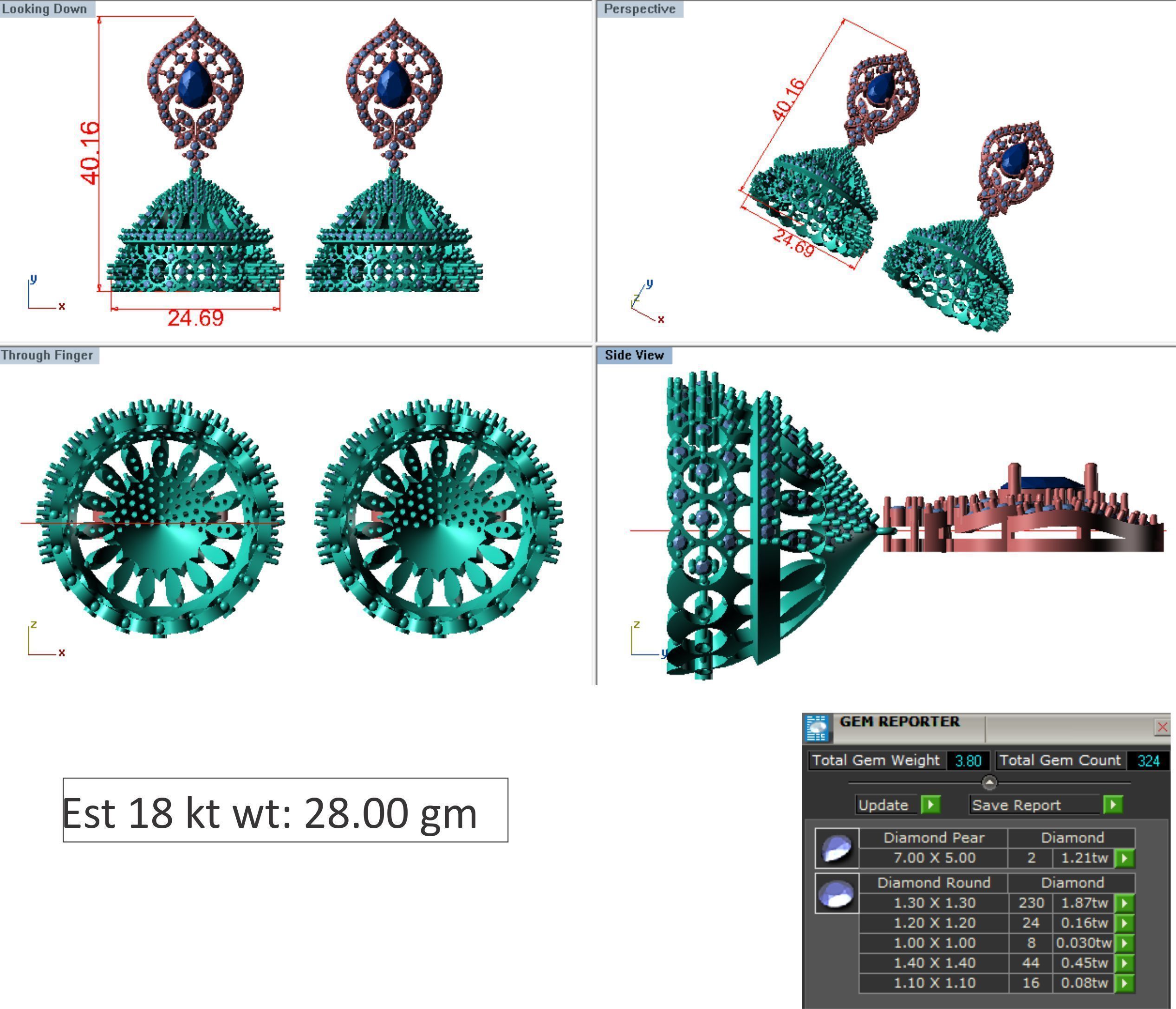 48  Earrings Drops Jumkis 3dm render details 3D print model 3D print model_37