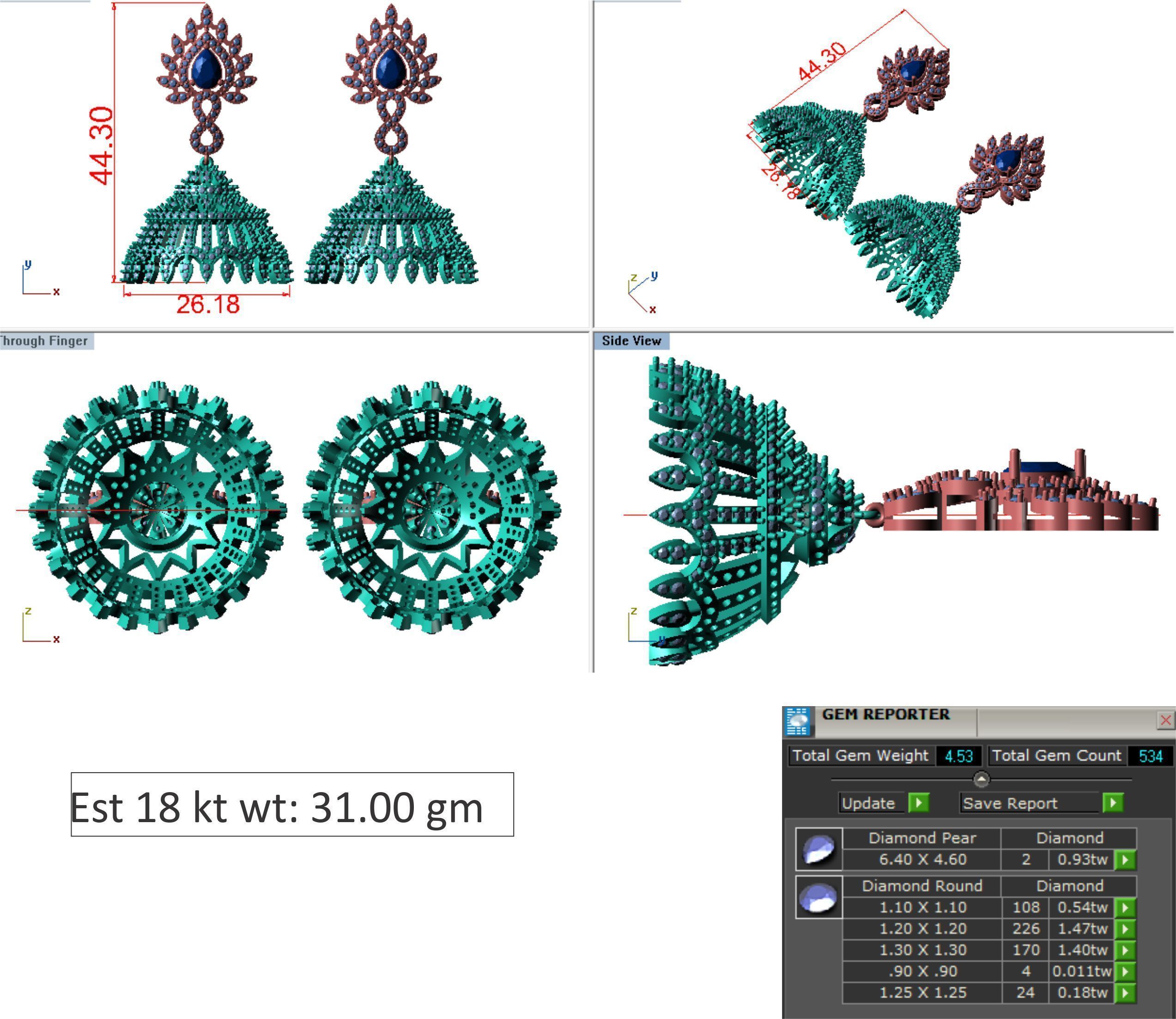 48  Earrings Drops Jumkis 3dm render details 3D print model 3D print model_39
