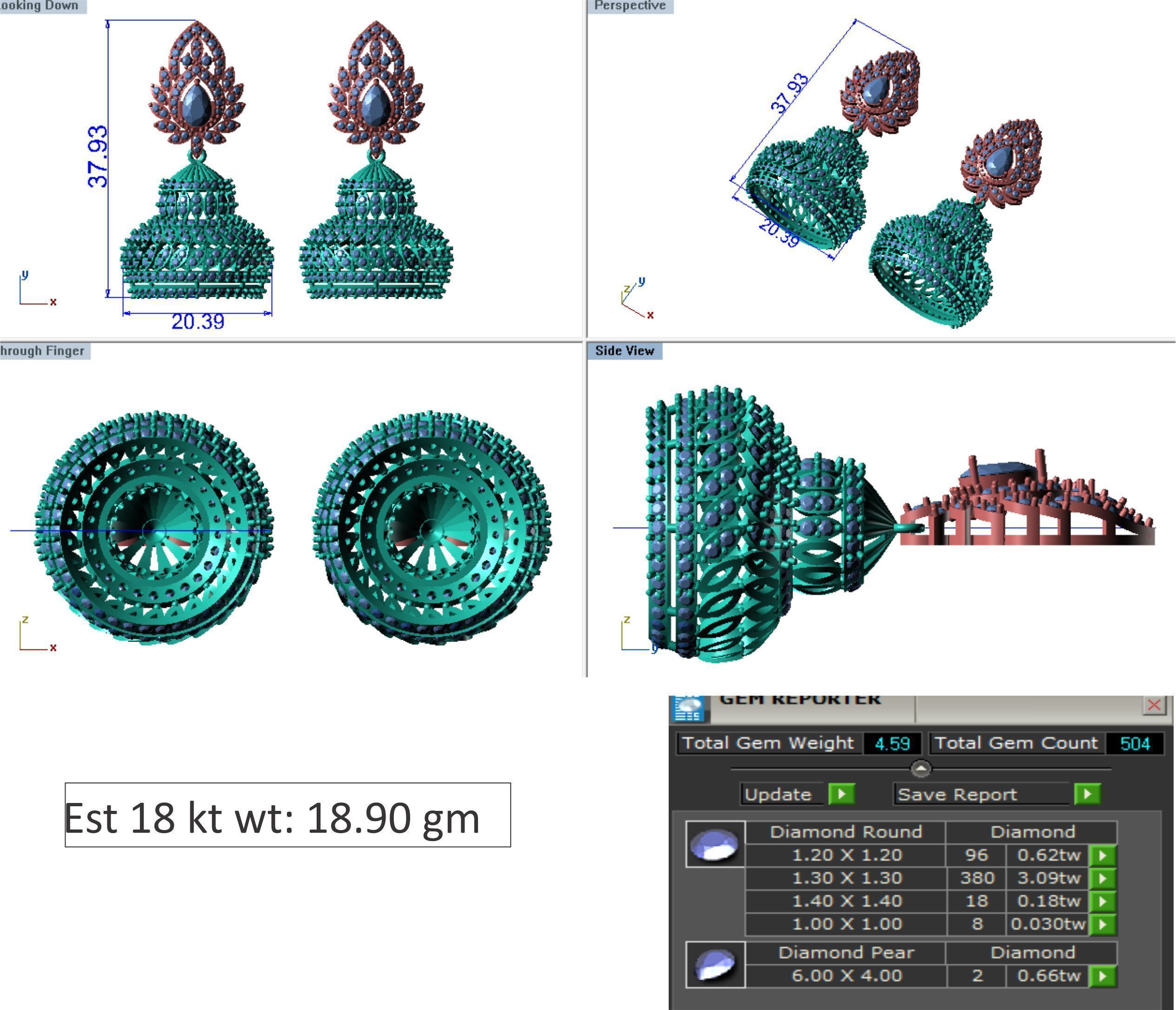 48  Earrings Drops Jumkis 3dm render details 3D print model 3D print model_42