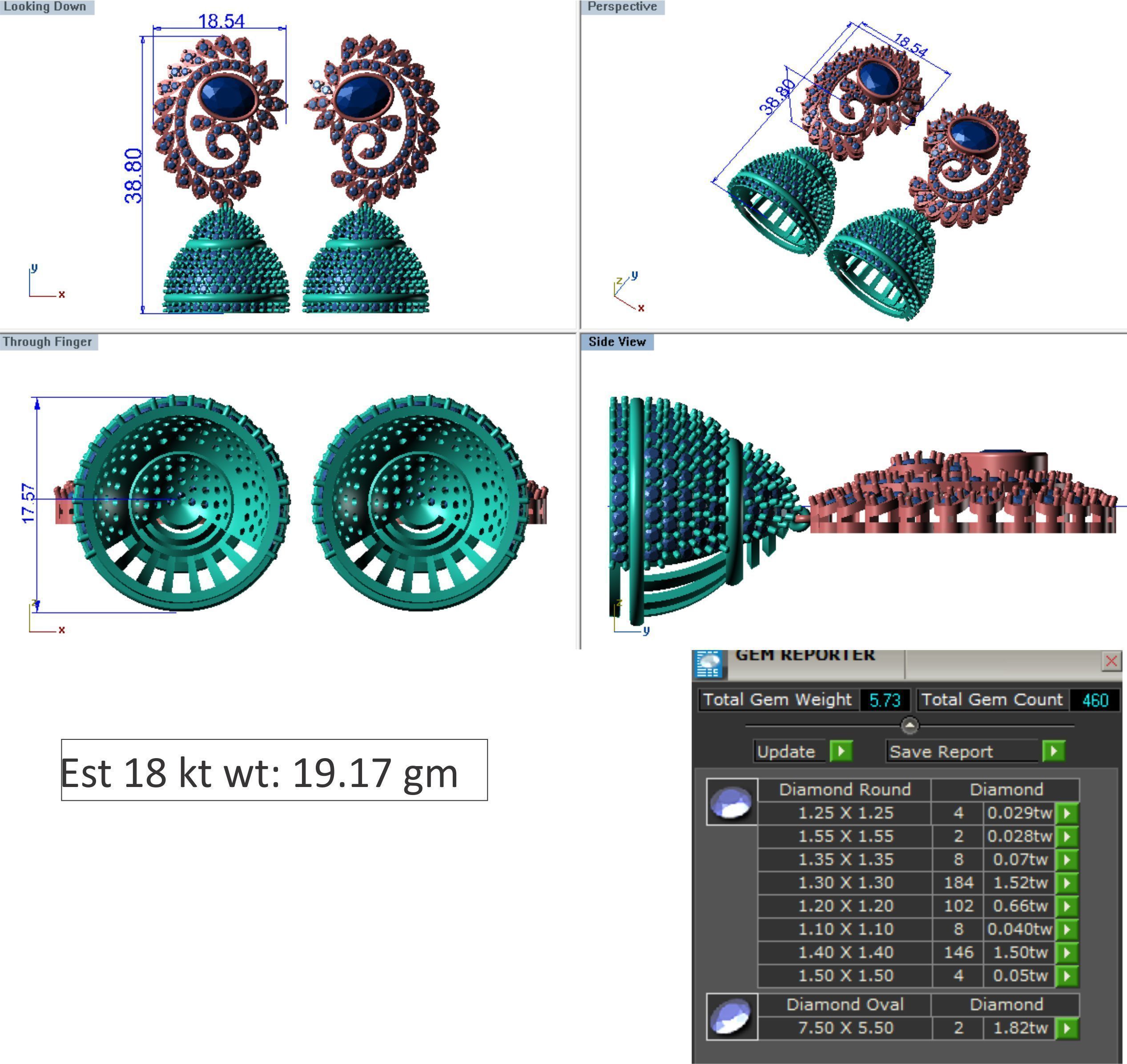 48  Earrings Drops Jumkis 3dm render details 3D print model 3D print model_35