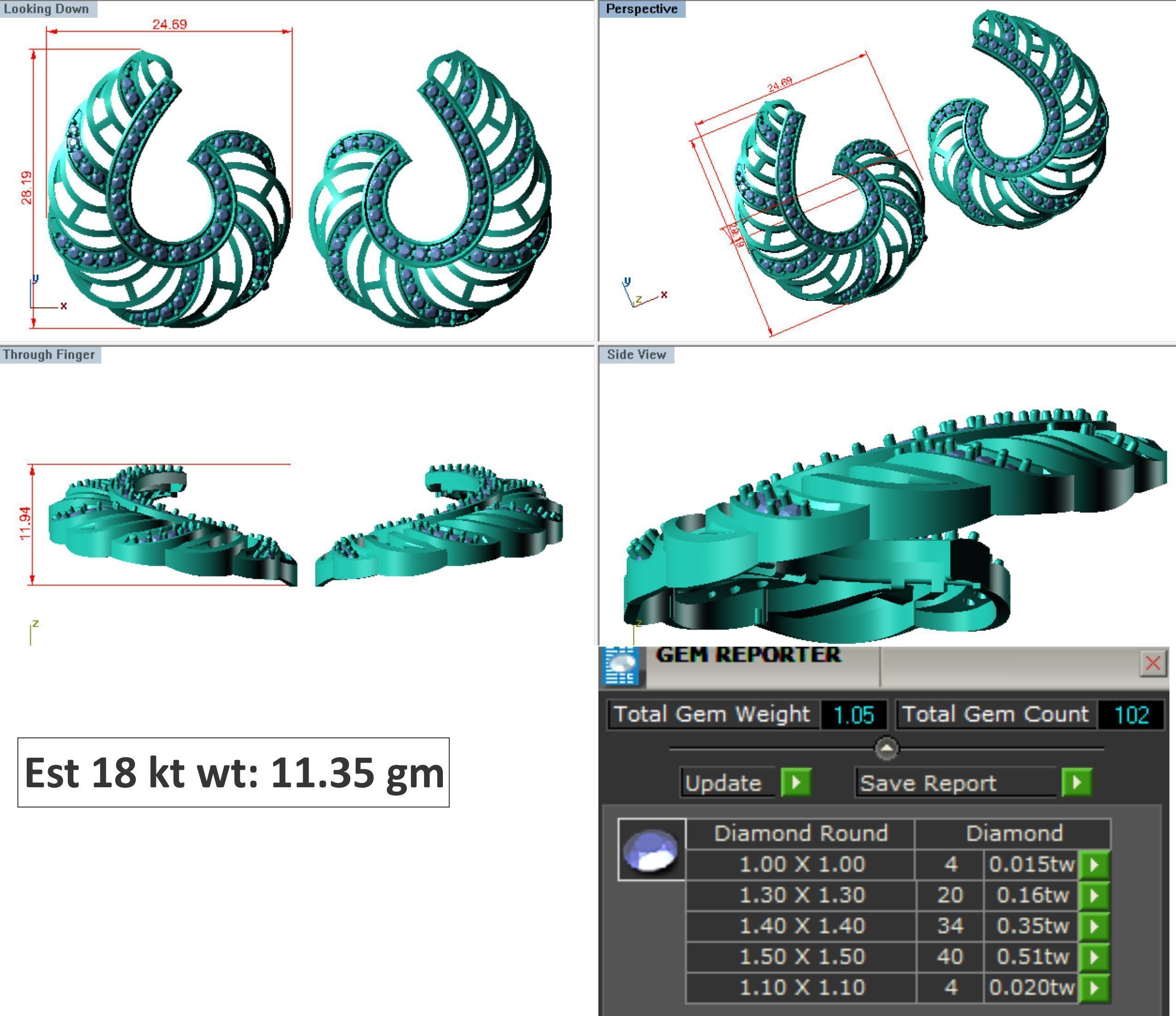 48  Earrings Drops Jumkis 3dm render details 3D print model 3D print model_4