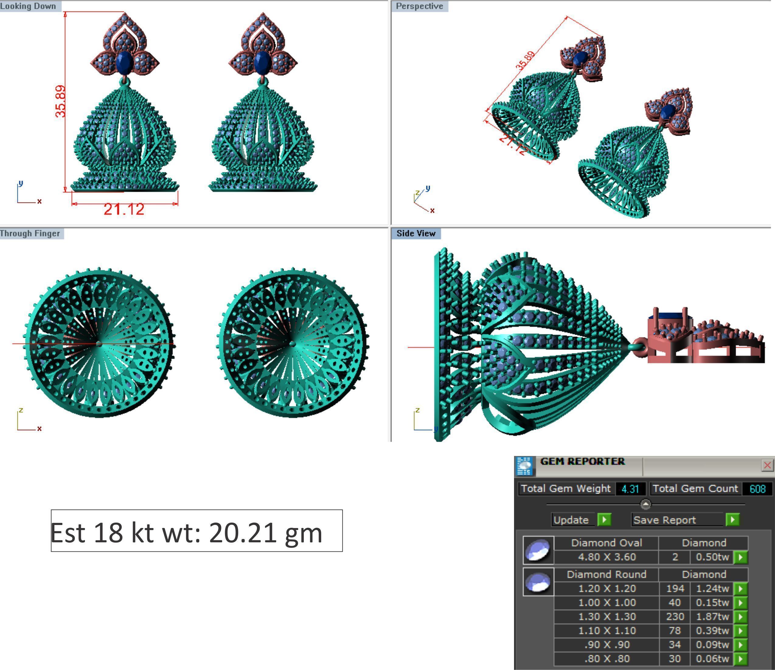 48  Earrings Drops Jumkis 3dm render details 3D print model 3D print model_43
