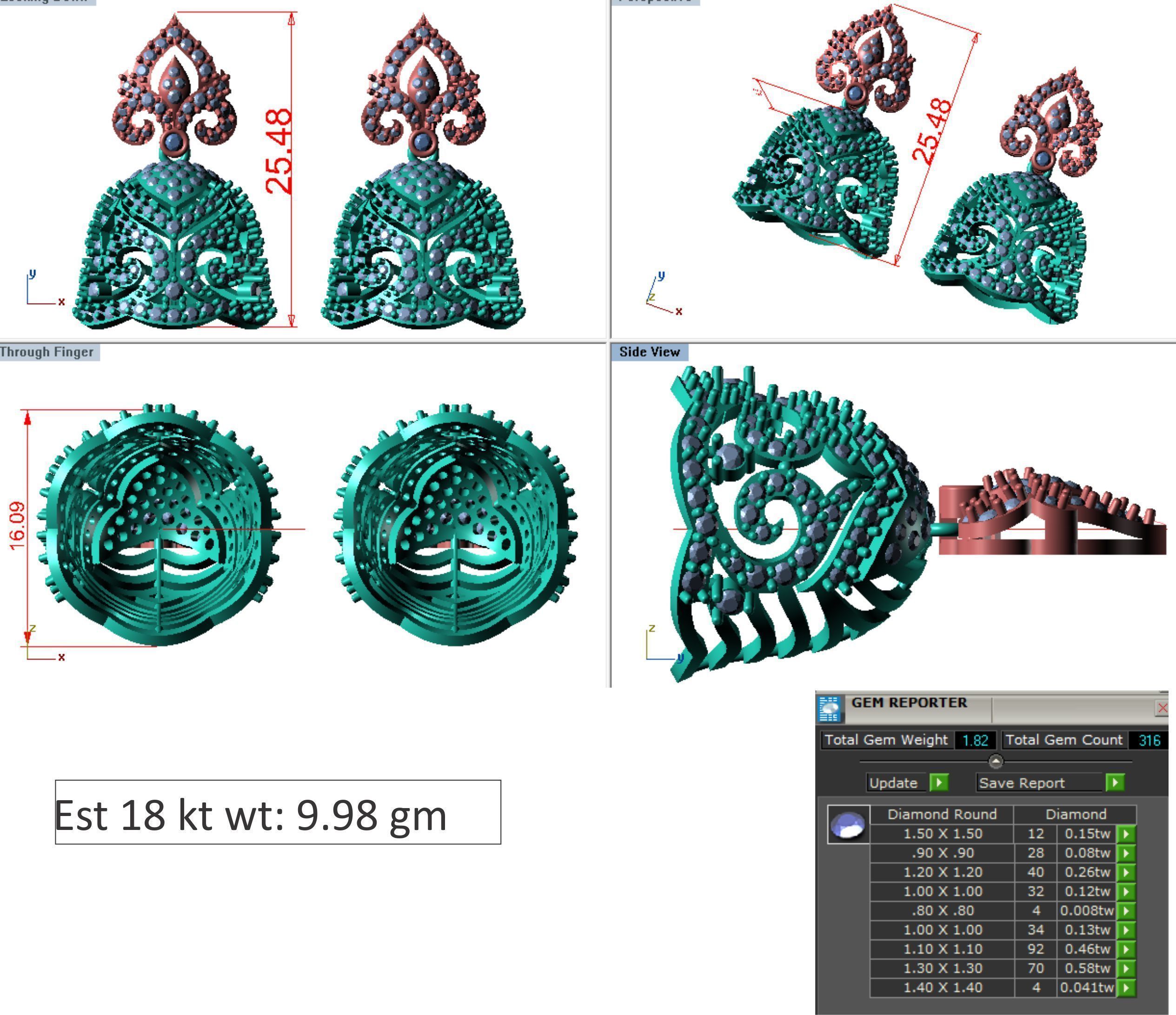 48  Earrings Drops Jumkis 3dm render details 3D print model 3D print model_34