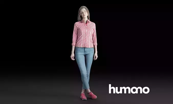 Humano Casual woman standing and looking 0203 3D model