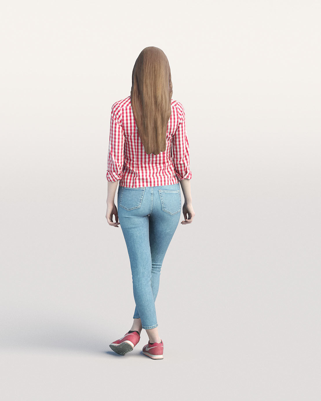 Humano Casual woman standing and looking 0203 3D model_2