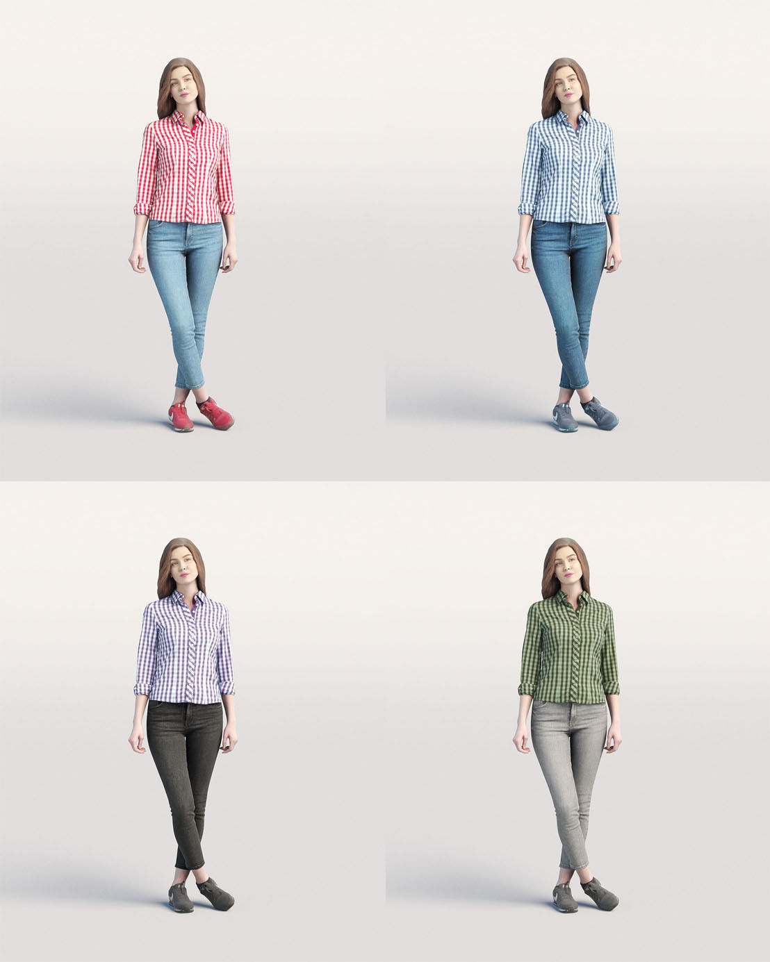 Humano Casual woman standing and looking 0203 3D model_4